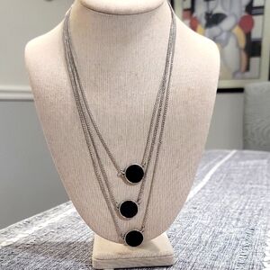 Paparazzi Elegant Silver and Black Layered Necklace 19"